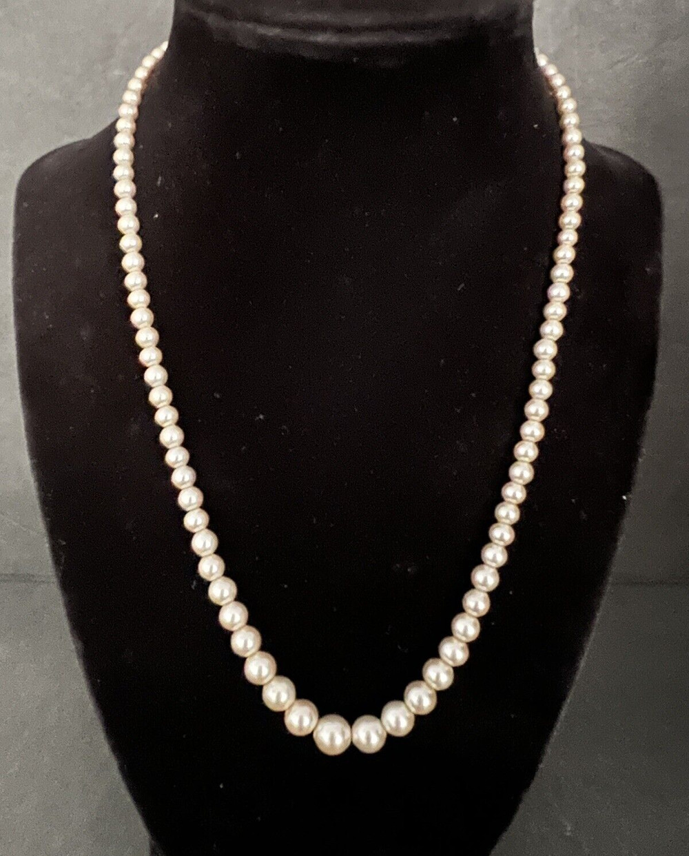 Vtg MARVELLA Champagne Faux Pearl Graduated Bead Necklace Pat Pend 537985